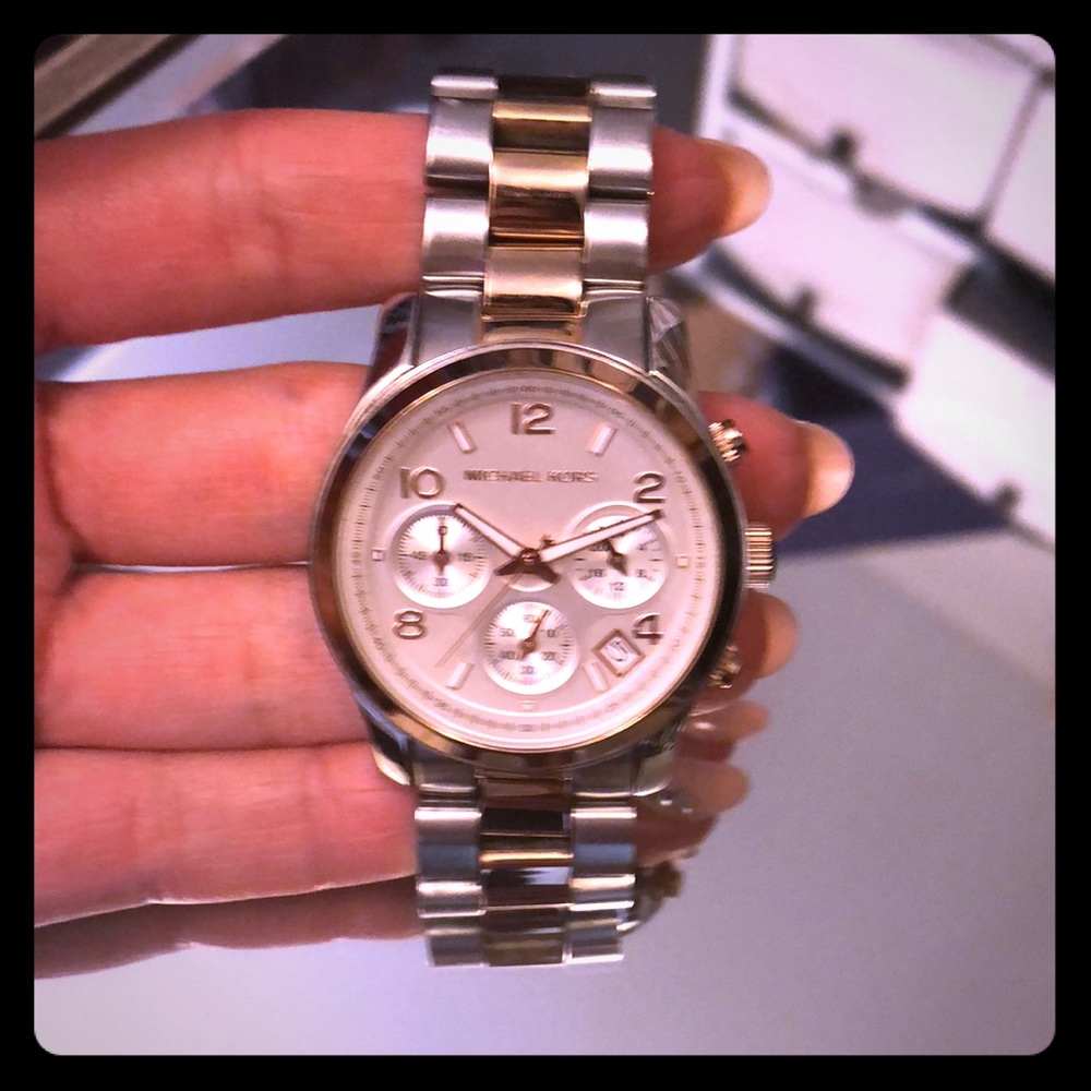 Michael kors silver- rose gold watch